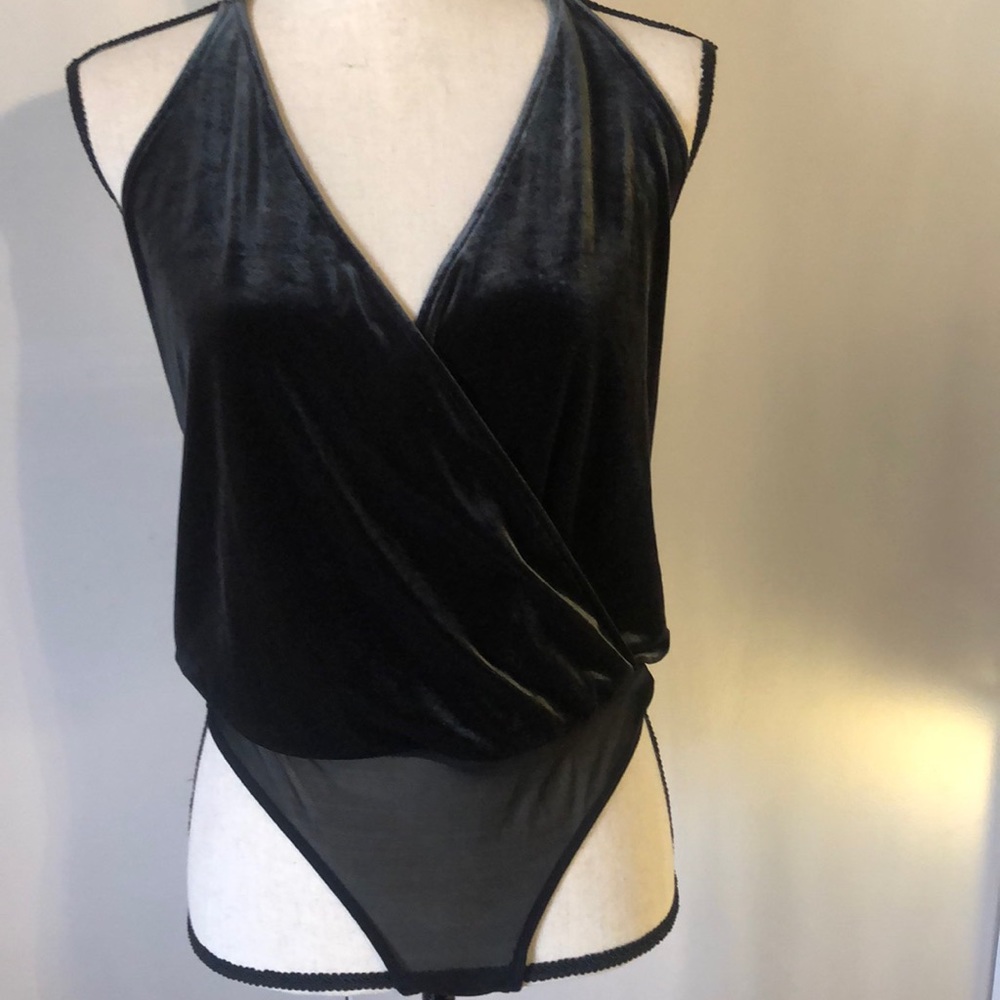 Victorias Secret shimmery velvet Halter  bodysuit NEW
